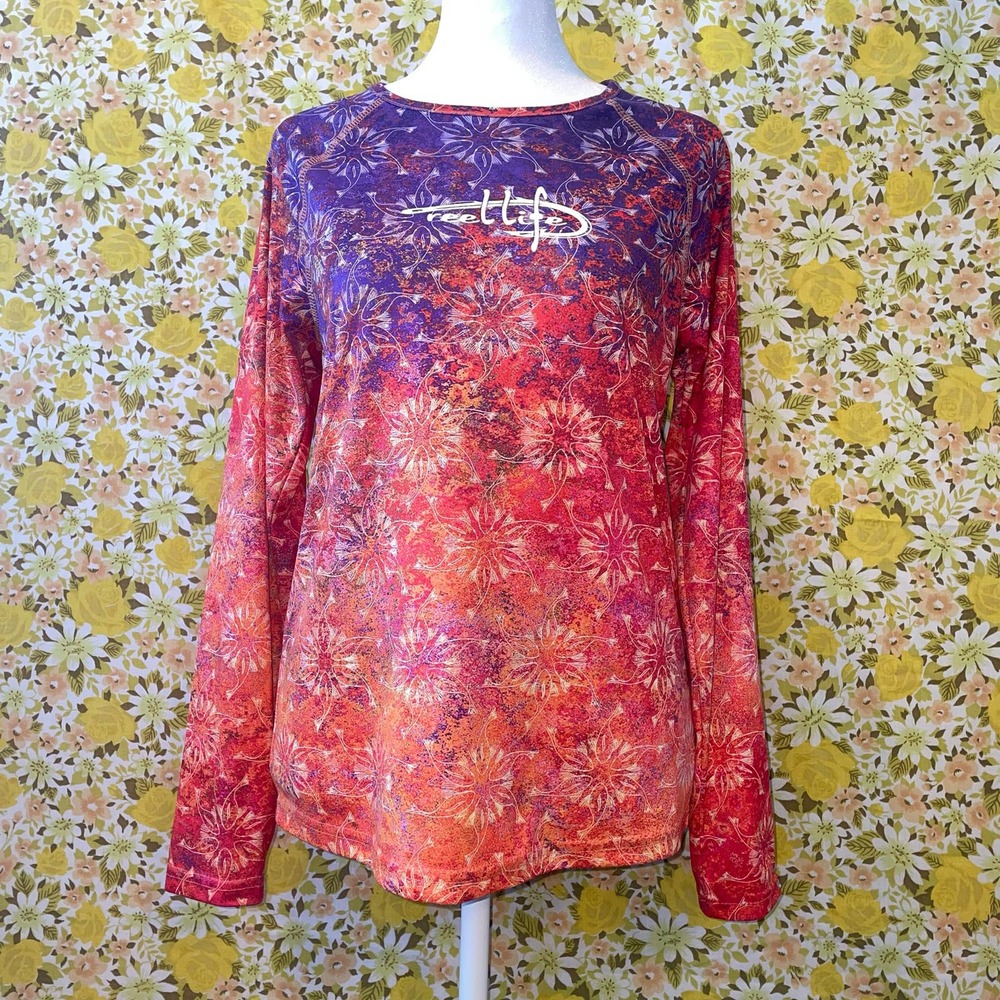 Women’s Reel Life fish mandala long sleeve active wear summer top
